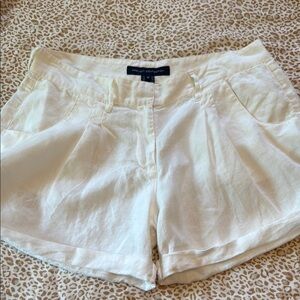 French Connection 100% Linen Women's Off White Shorts With Pockets Sz 10